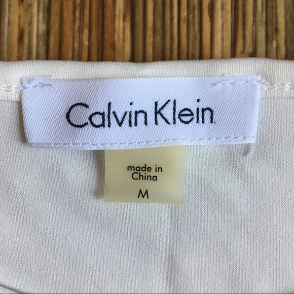 Calvin Klein Top White Womens Semi Sheer Zebra EUC - Picture 3 of 9